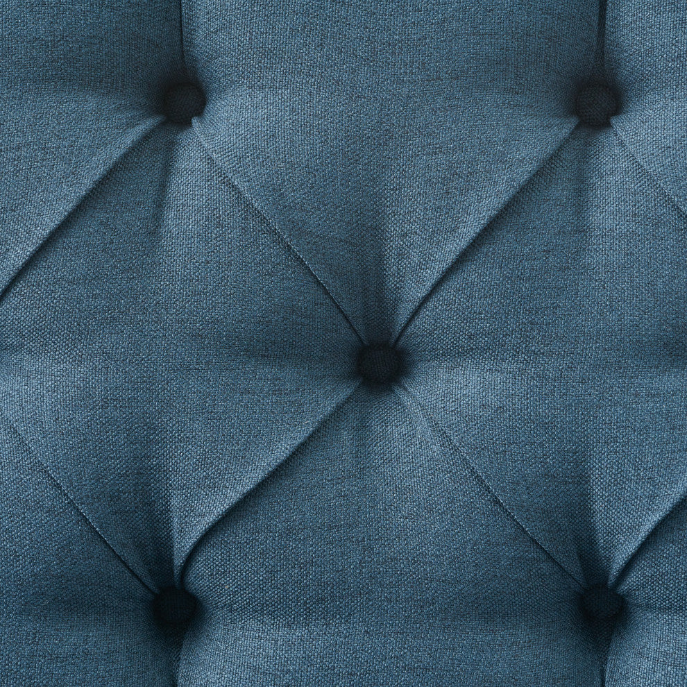 GDF Studio Nicoletta Tufted Fabric Settee Loveseat, Deep Blue