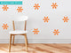 Flower Fabric Wall Decals, Set of 9 Flowers, Orange
