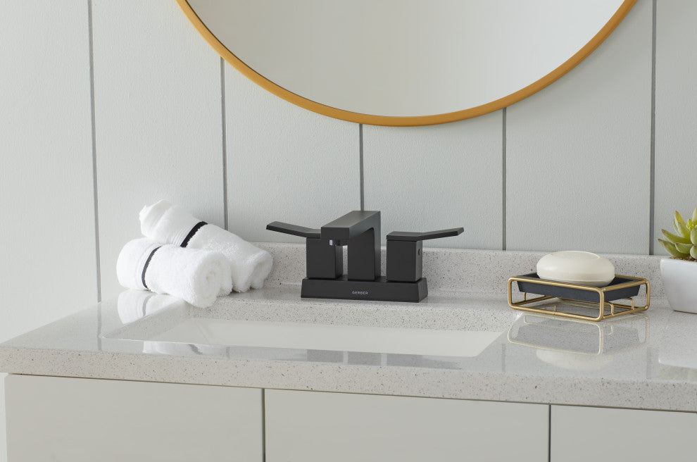 Avian Two Handle Centerset Lavatory Faucet, Satin Black