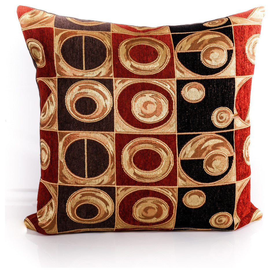 Designer Pillow Cover, Geometric Design, Red and Black, 2ox20
