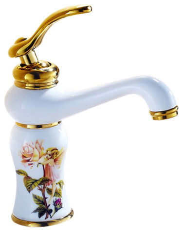 Perpignan Single Handle Gold Finish Bathroom Sink Faucet
