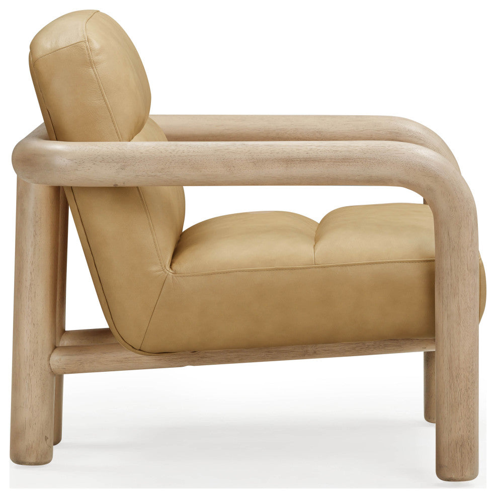Bekah Tan Genuine Leather Accent Chair