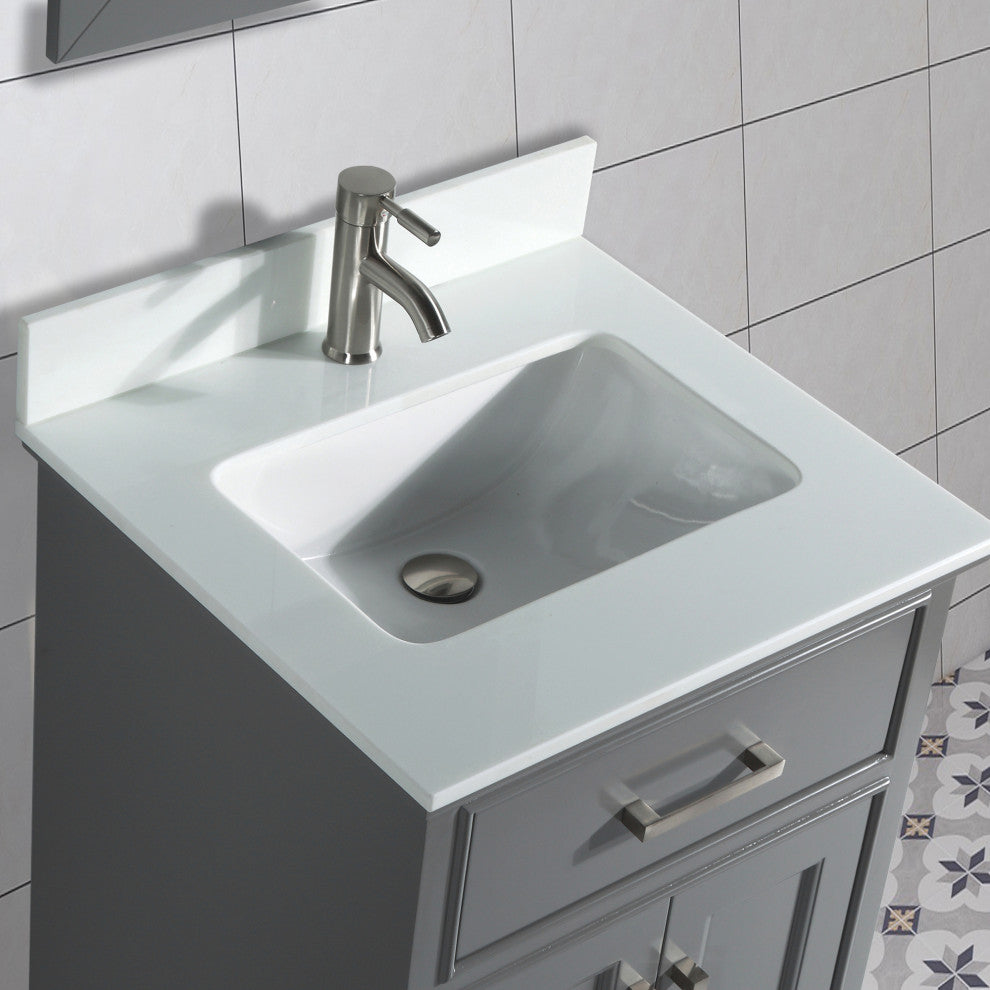 Vanity Art Bathroom Vanity Set With Engineered Marble Top, 30", Gray, Standard Mirror