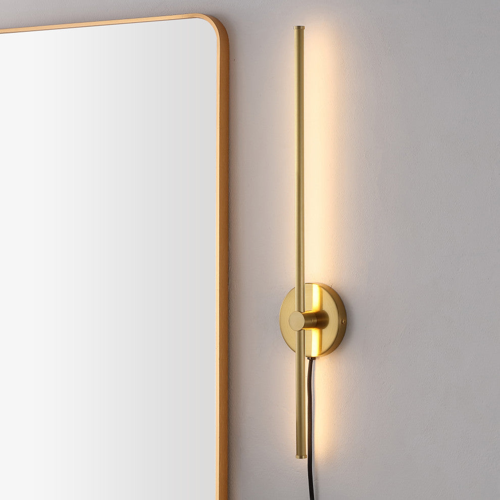 1-Light Modern Minimalist Iron Adjustable Bar Integrated LED Plug-In Sconce