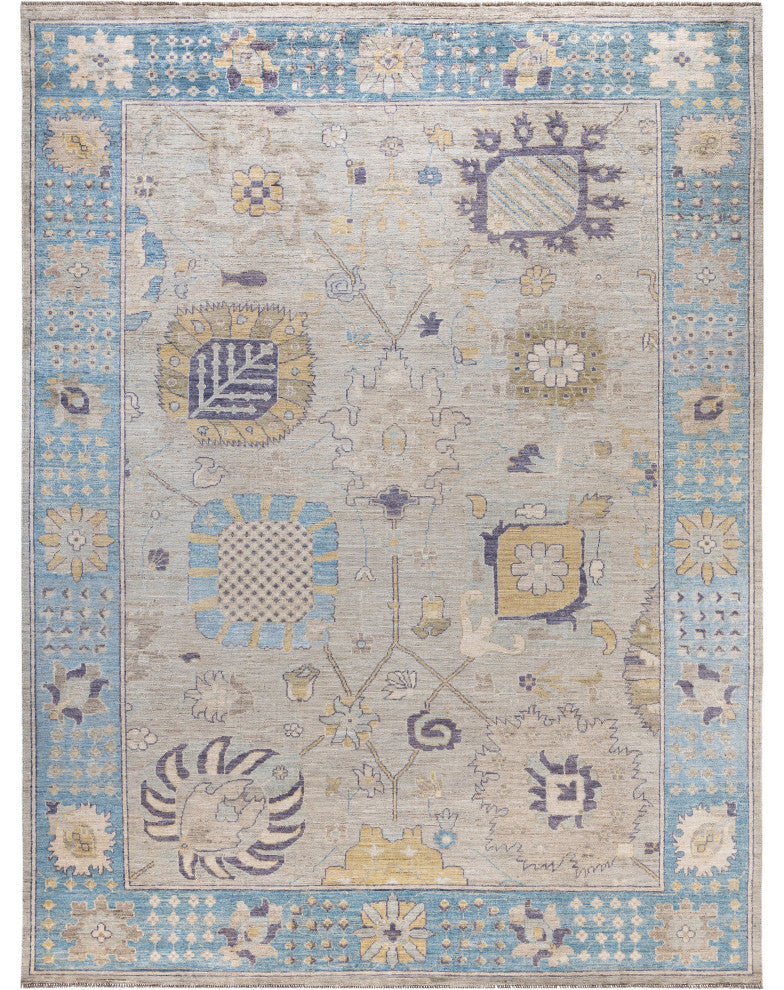 Oushak One-of-a-Kind Hand-Knotted Area Rug Light Gray, 9'0" x 11'7"
