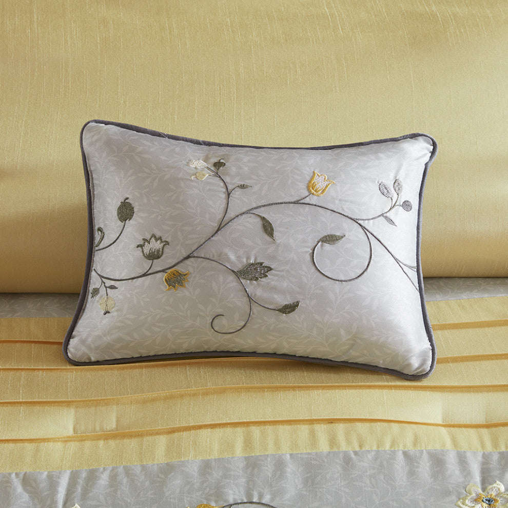 Madison Park Serene Embroidered 7 Piece Comforter Set, Yellow