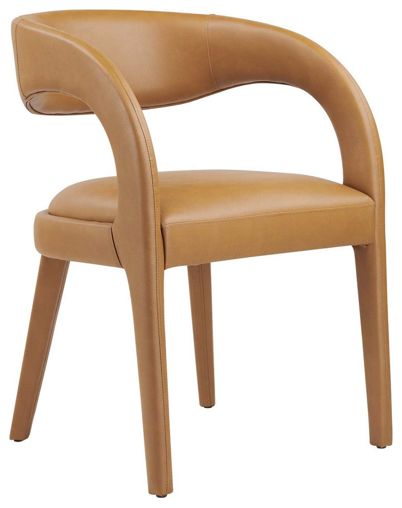 Pinnacle Vegan Leather Dining Chair Set of 2, Tan