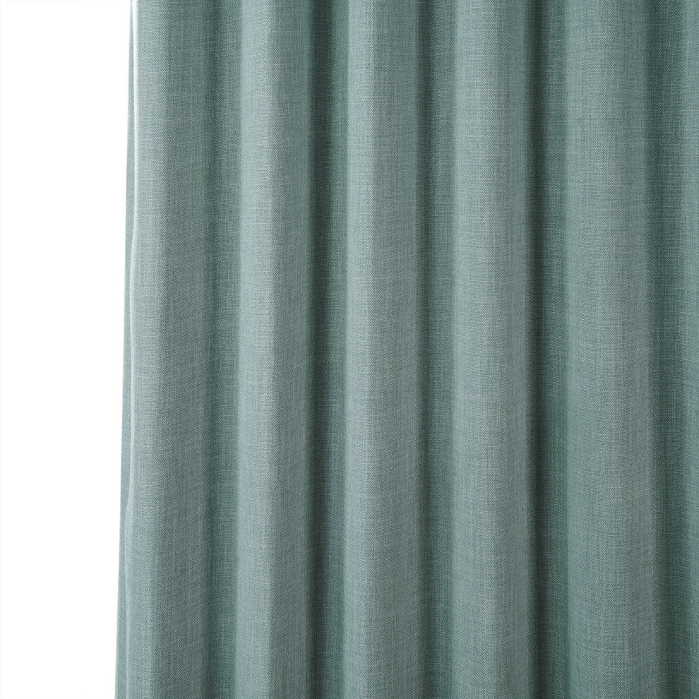 Faux Linen Darkening Curtain Single Panel, Sea Thistle, 50"x108"