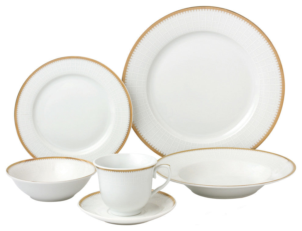 24 Piece Gold Porcelain Dinnerware Service for 4-Georgette