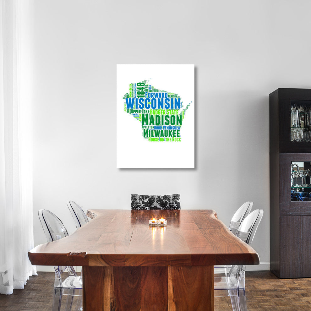 "Wisconsin Word Cloud Map" Fine Art Print