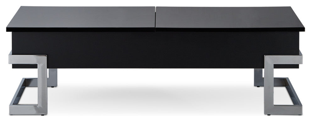 47"x20"x14-24" Black and Chrome Particle Board Coffee Table