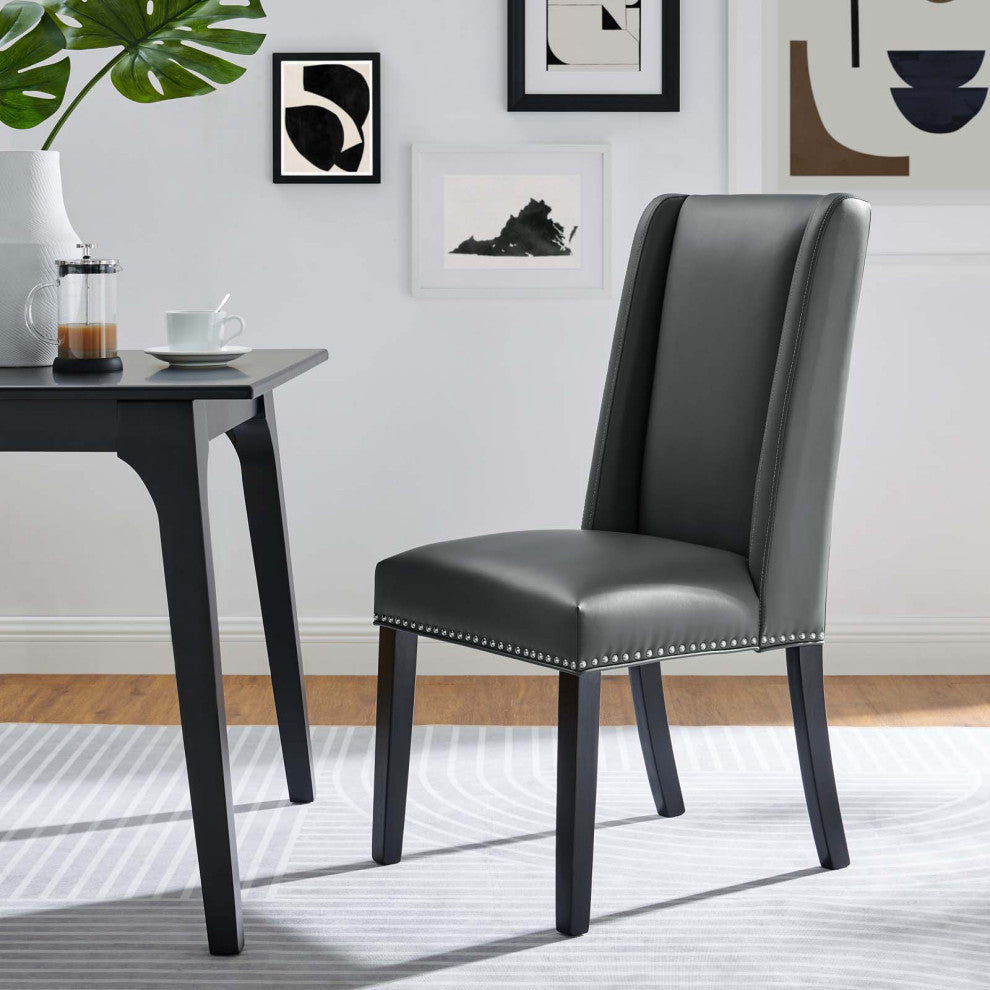 Baron Vegan Leather Dining Chair, Gray