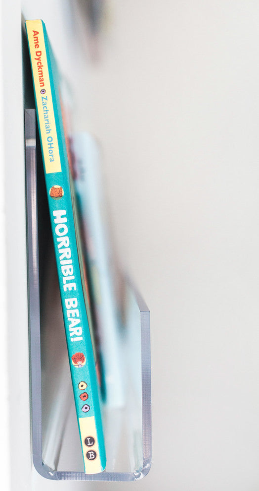 Peekaboo Clear Acrylic Book Shelves (Set of 2), 30"x3.25"x8.5"