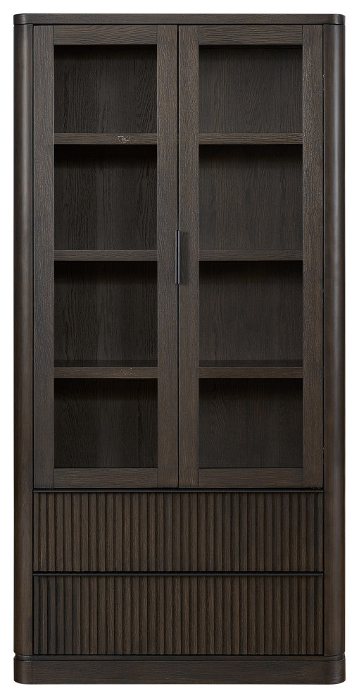 Contemporary Style, Wood Dining Display Cabinet, Dark Chocolate