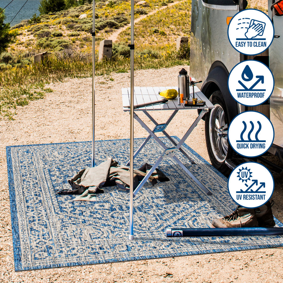 Sinjuri Medallion Textured Weave Indoor/Outdoor Area Rug
