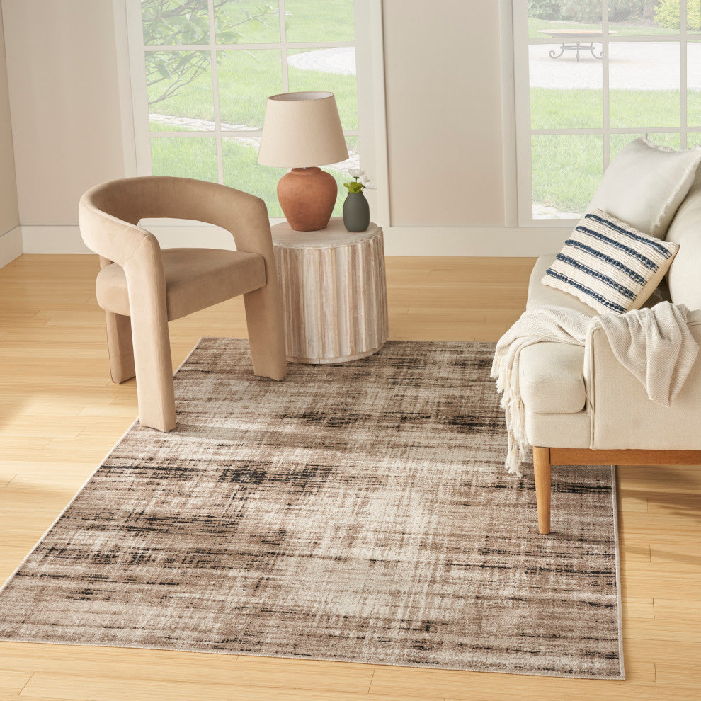 Nourison Washable Decor 5'3" x 7' Ivory Mocha Modern Indoor Rug