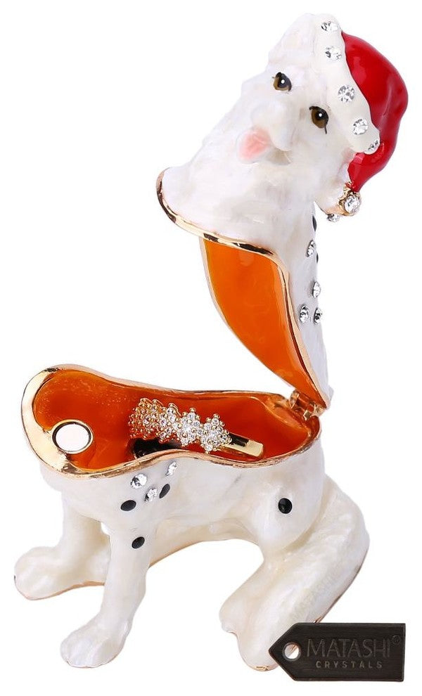 Hand-Painted Holiday Christmas Dog Trinket Box