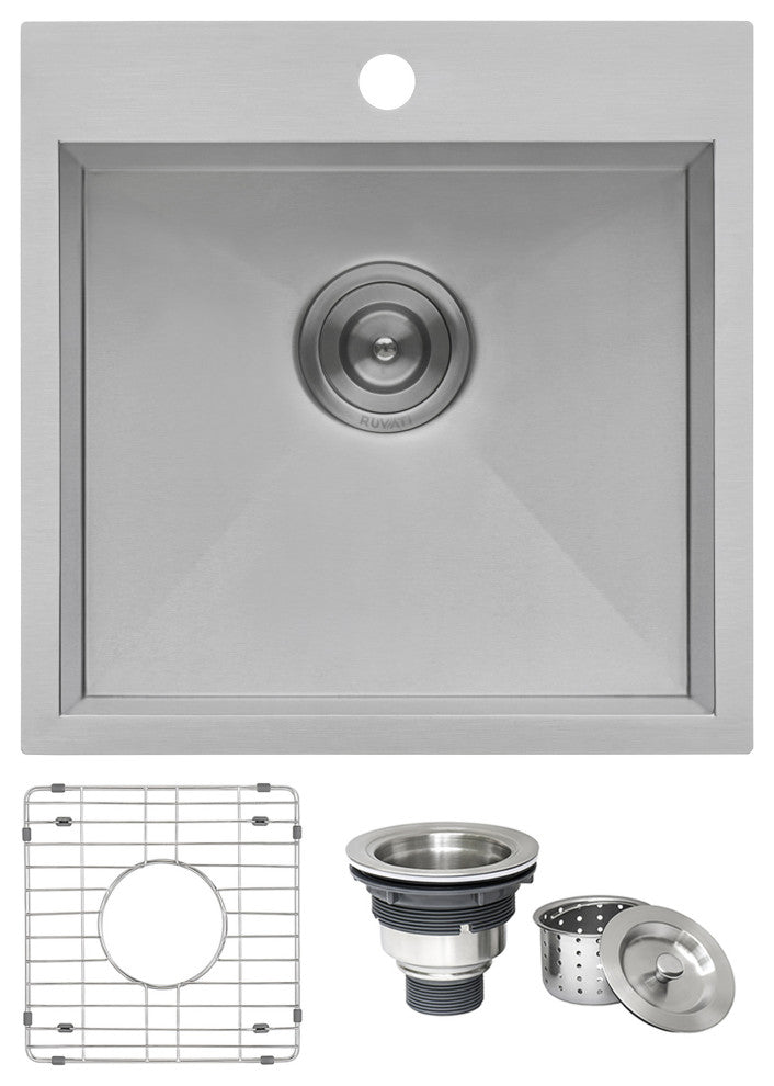 Ruvati RVH8118 18x18" Drop-in Topmount Bar Prep Sink Stainless  Single Bowl