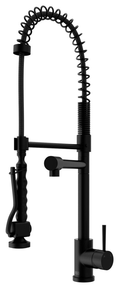 VIGO Zurich 27" H Single Handle Pull-Down Sprayer Kitchen Faucet, Matte Black, Without Extras