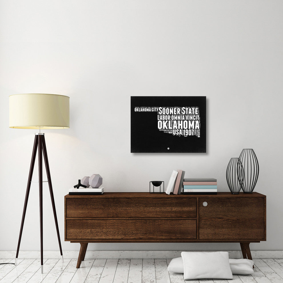 "Oklahoma Black and White Map" Fine Art Print