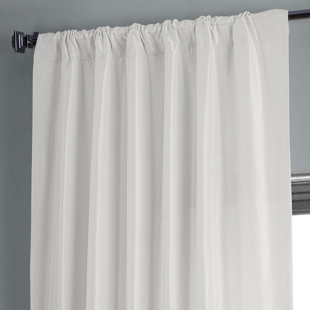Off White Textured Vintage FauxDupioni Silk Curtain Single Panel, 50"x120"