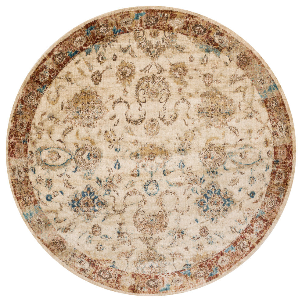 Ivory and Rust Anastasia Rug by Loloi, 5'3"x5'3" Round