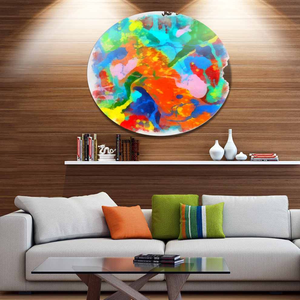 Hand-Drawn Abstract Floral Pattern, Floral Disc Metal Artwork, 36"