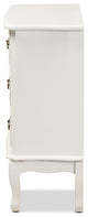 Gabrielle French Country Provincial White-Finished 3-Drawer Wood Storage Cabinet