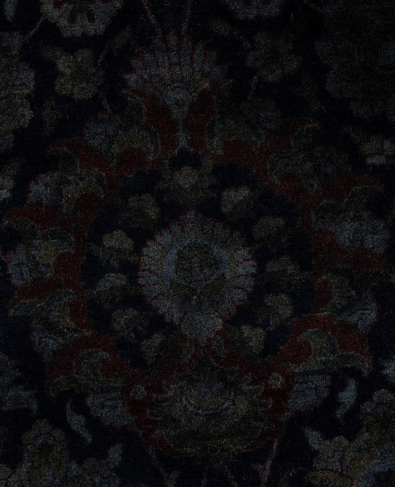 Overdyed One-of-a-Kind Hand-Knotted Area Rug Black, 9' 1" x 9' 1"