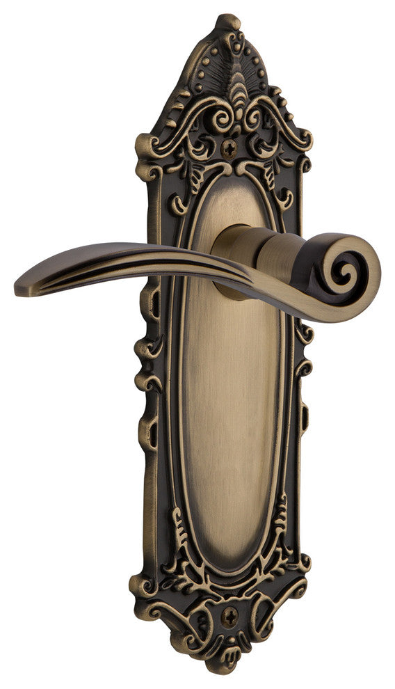 Victorian Plate With Swan Lever, Antique Brass, Double Dummy, Non-Handed