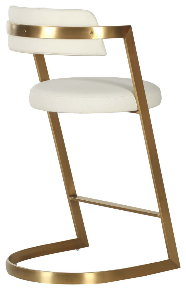 Shandra Beige Pleather, Gold Counter Stool