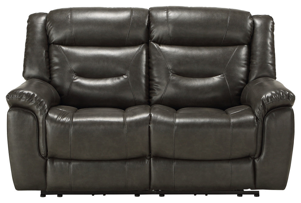 ACME Imogen Loveseat, Power Motion, Gray Leather-Aire