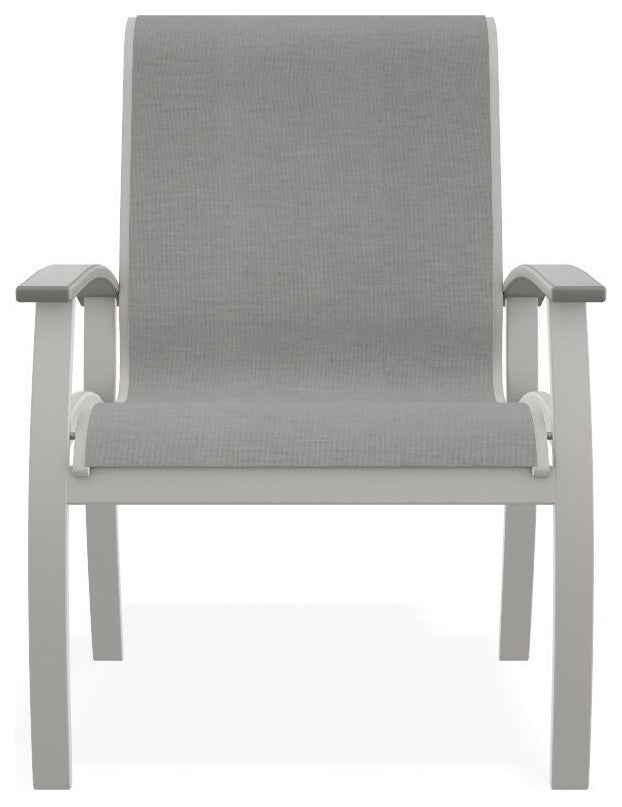 Belle Isle Sling Outdoor Dining Chair, Alloy/Snow