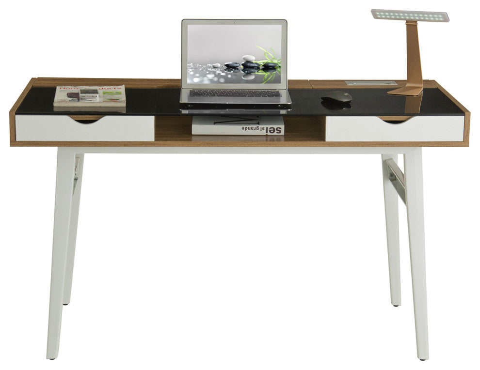 Techni Mobili Compact Computer Desk with Multiple Storage, Walnut