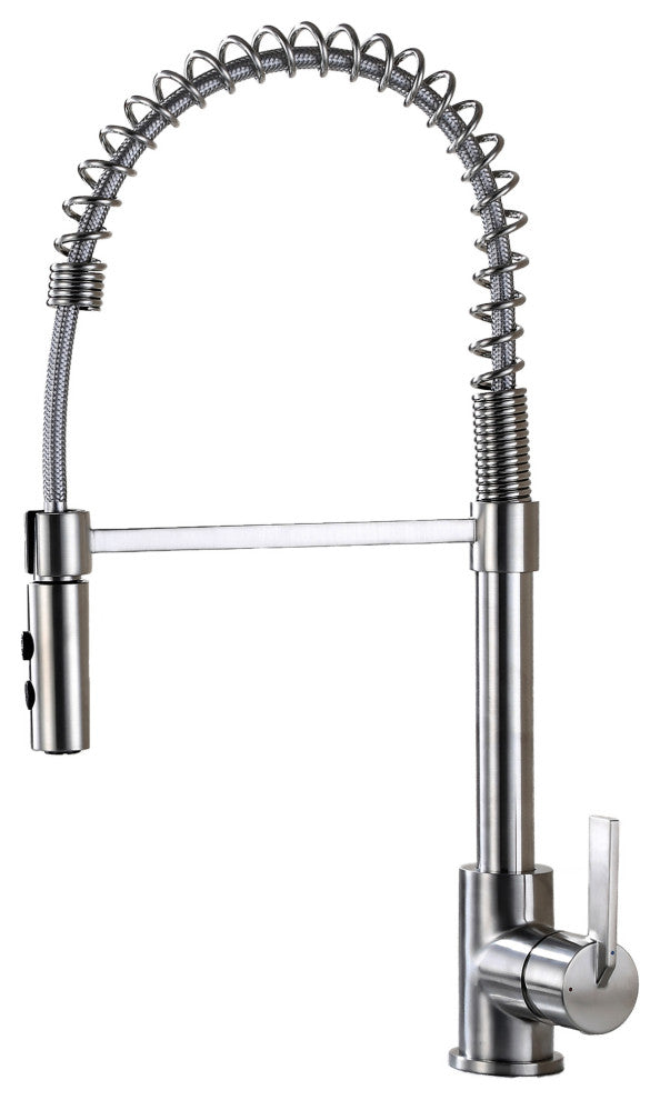 Luxier KTS22-T Single-Handle Pull-Down Sprayer Kitchen Faucet, Brushed Nickel