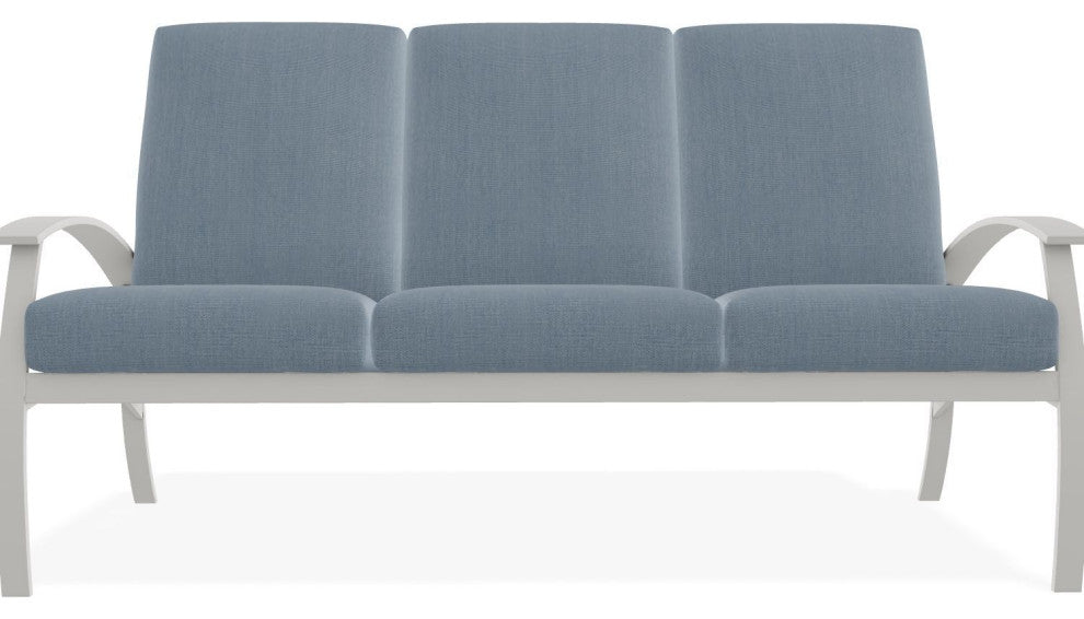 Belle Isle Cushion 3-Seat Outdoor Sofa, Canvas Haze/Snow