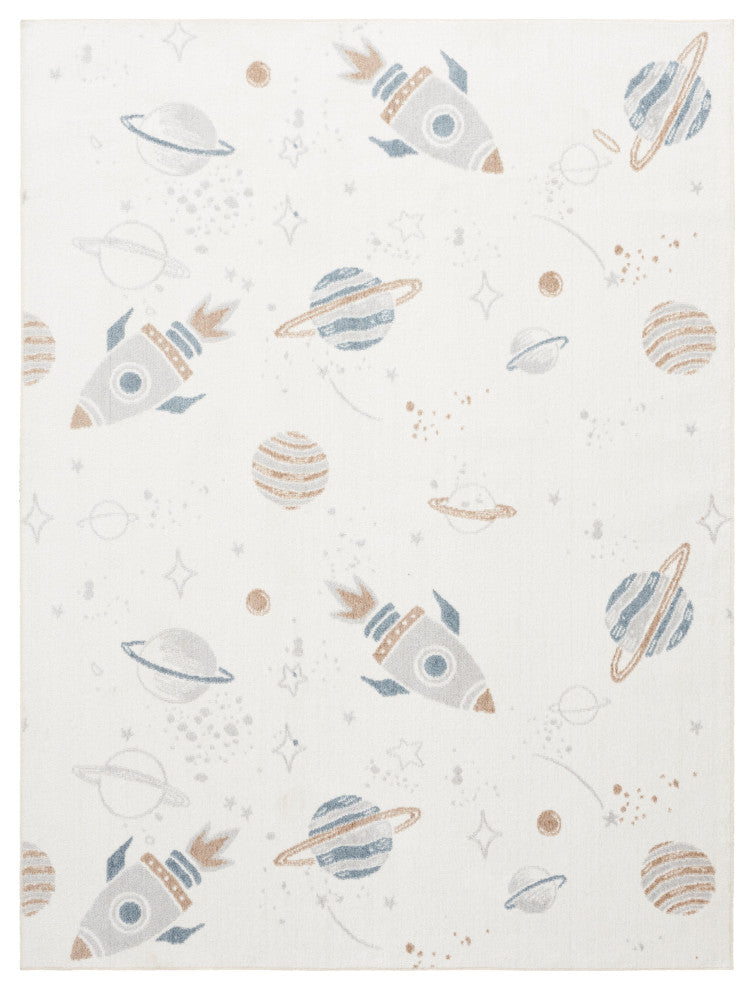 Nourison Astra Machine Washable 4' x 6' Ivory Multicolor Kids Indoor Rug