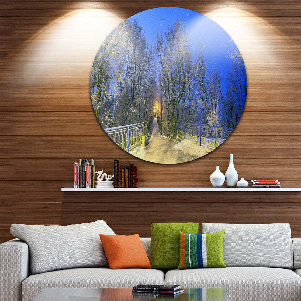 Mariinsky Garden With Blue Sky, Landscape Photo Disc Metal Artwork, 38"