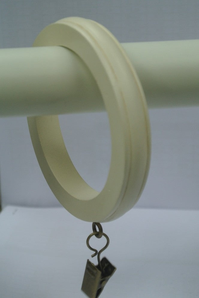 2 1/2" Banded Designer Curtain Rings, Ivory, Set of 4