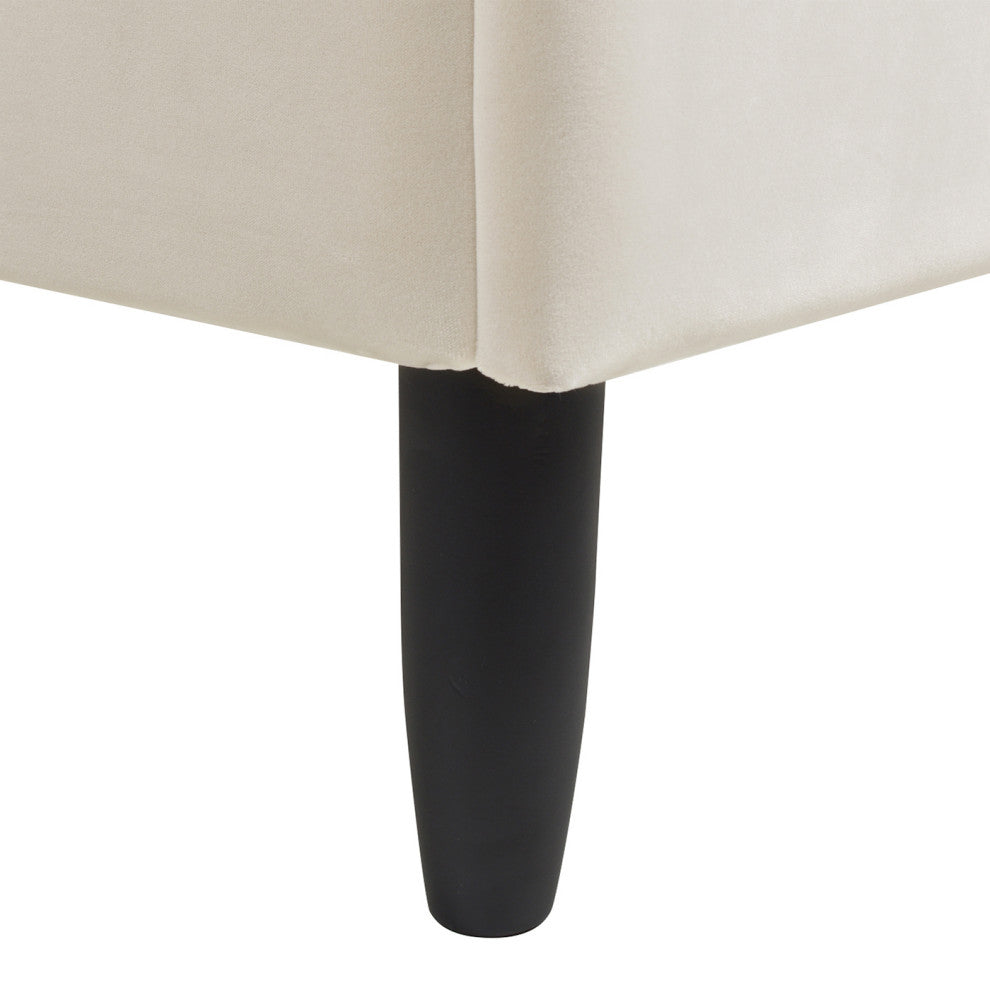 Aspen Modern Vertical Tufted Upholstered Platform Bed, French Beige Performance Velvet, King