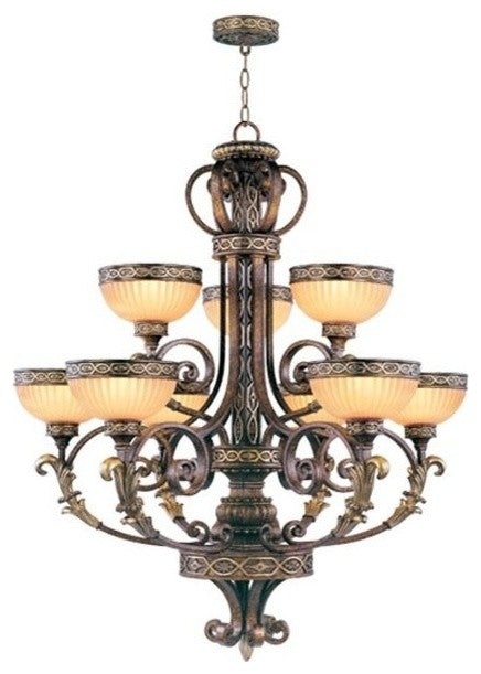 Seville Chandelier, Palatial Bronze With Gilded Accents