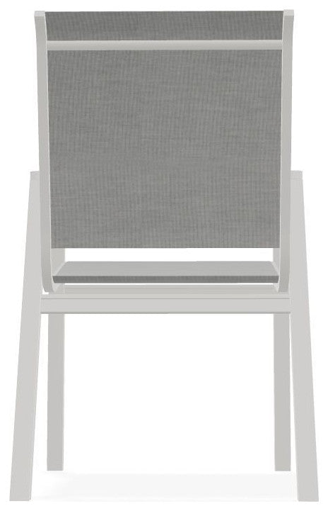 Bazza Sling Stackable Outdoor Dining Chair, Alloy/Snow