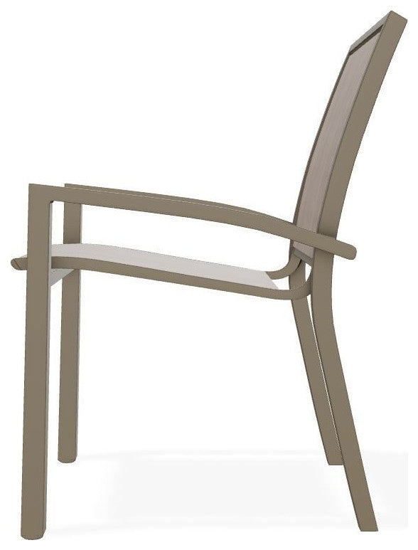 Kendall Sling Stackable Outdoor Dining Chair, Augustine Fennel/Beachwood