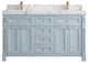 Paris 60" Double Sink Bathroom Vanity, Blue Heather 2" Viola Brown