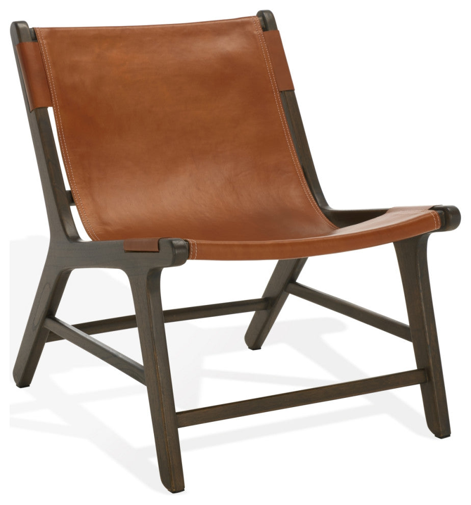 Safavieh Couture Alanarose Leather Accent Chair, Brown/Walnut