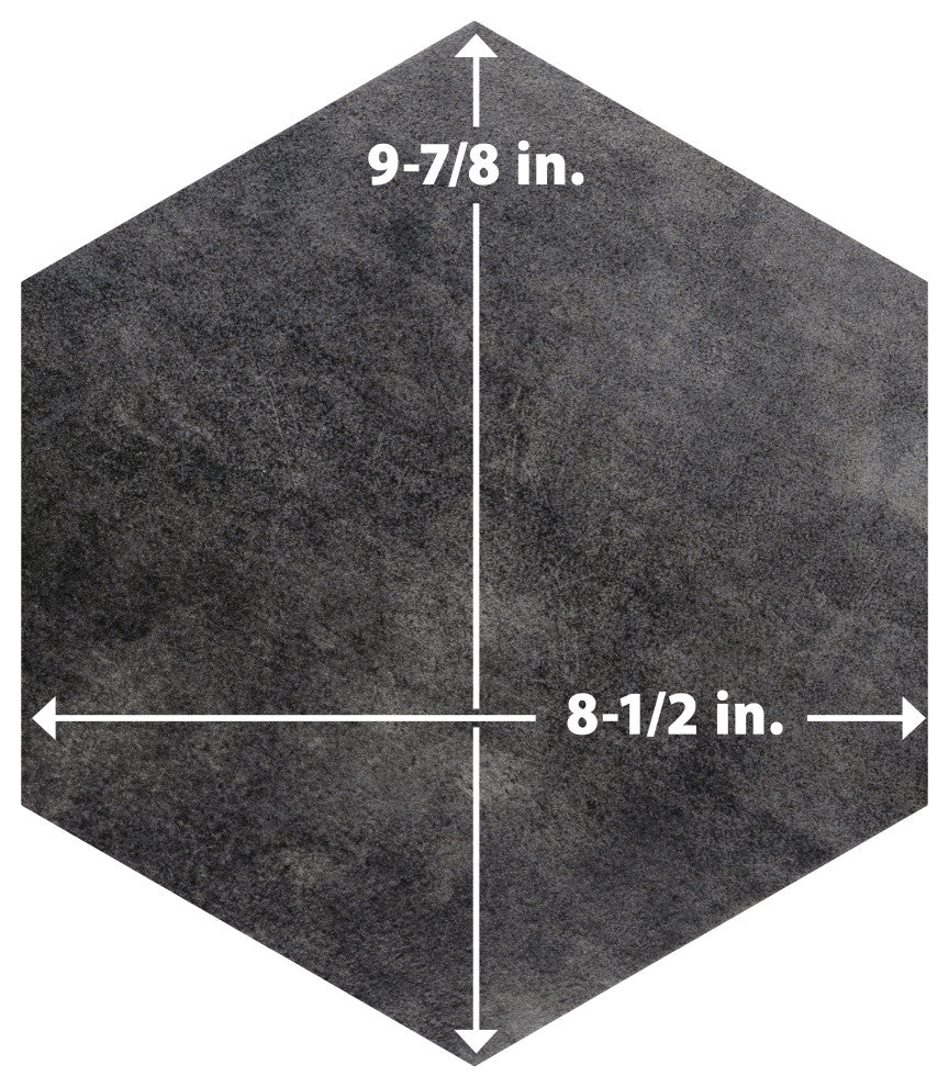Industrial Hex Multi Mix Porcelain Floor and Wall Tile, Black