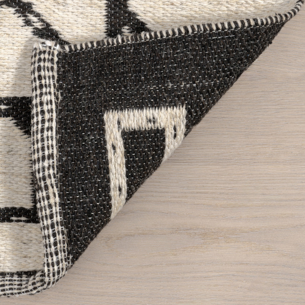 June Geometric Reversible Wool Area Rug, Ivory 10' x 14'
