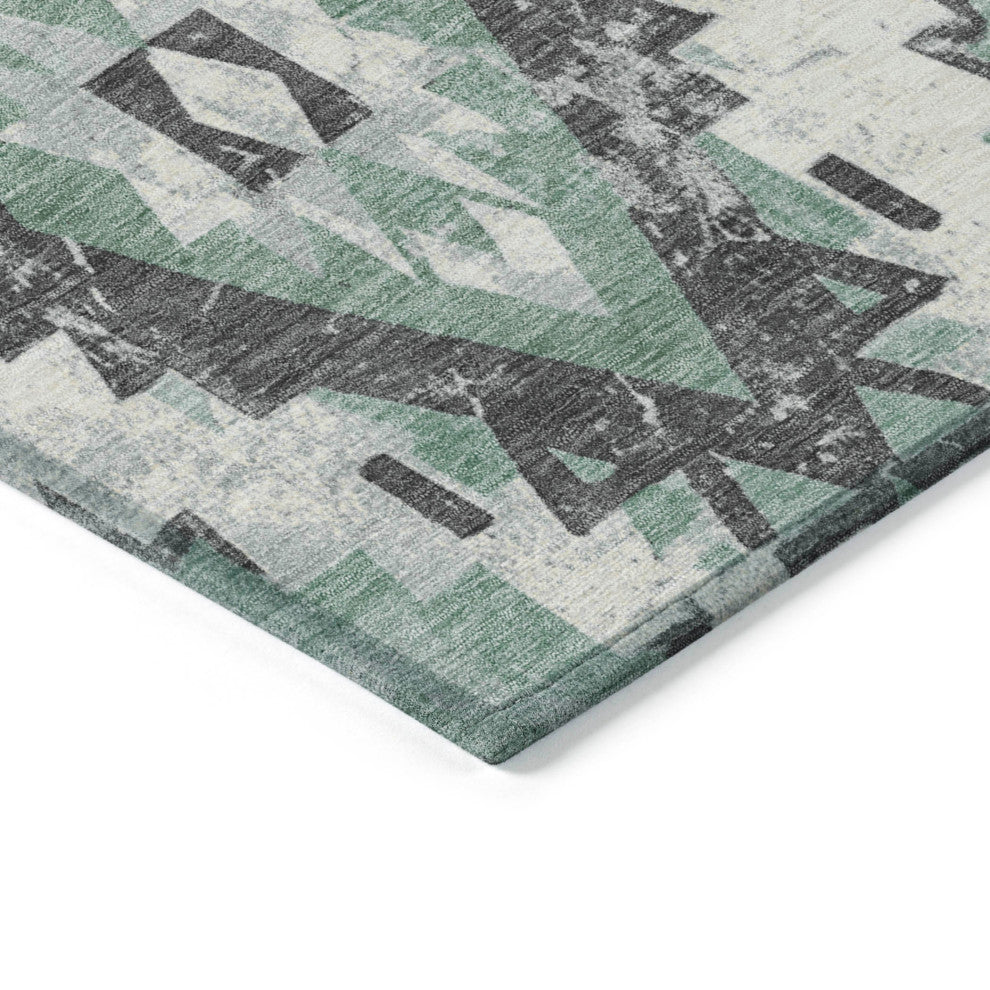 Machine Washable Indoor/Outdoor Chantille ACN1878 Teal 8' x 8' Round Rug