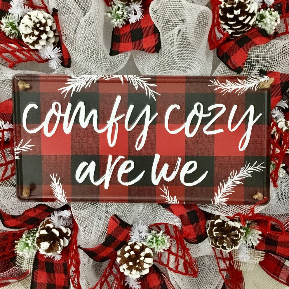Comfy Cozy Are We Winter Wreath Handmade Deco Mesh