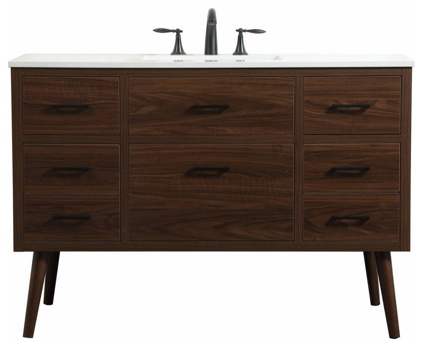 Home Living 22" Midcentury Modern Walnut-Light Bathroom Vanity
